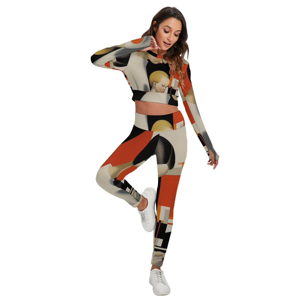 All-Over Print Women's Sport Set With Backless Top And Leggings