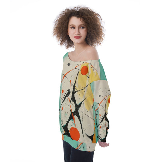 All-Over Print Oversized Women's Off-Shoulder Sweatshirt