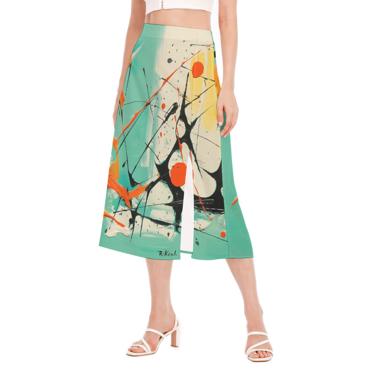 All-Over Print Women's High Slit Long Skirt