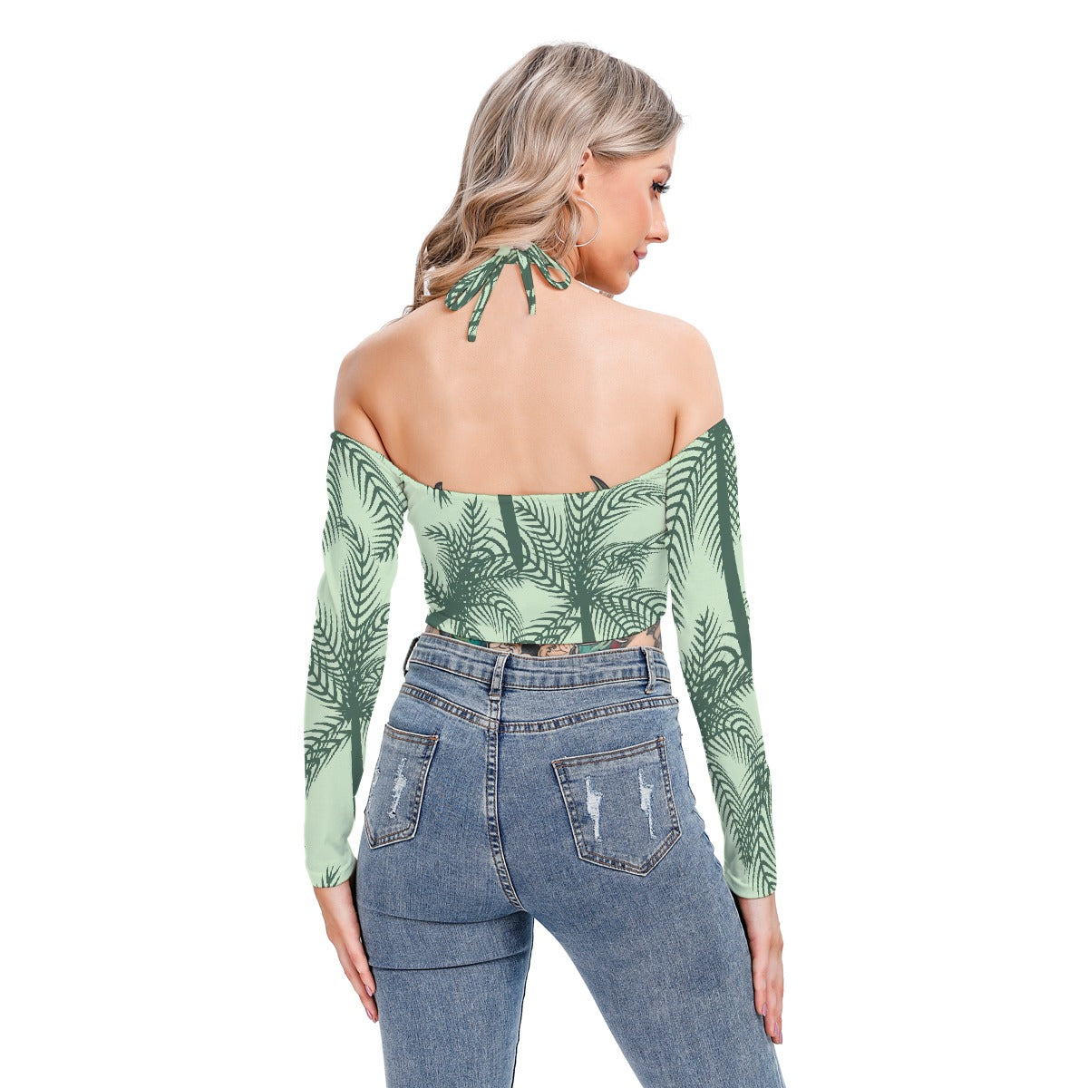 All-Over Print Women's Halter Lace-up Top