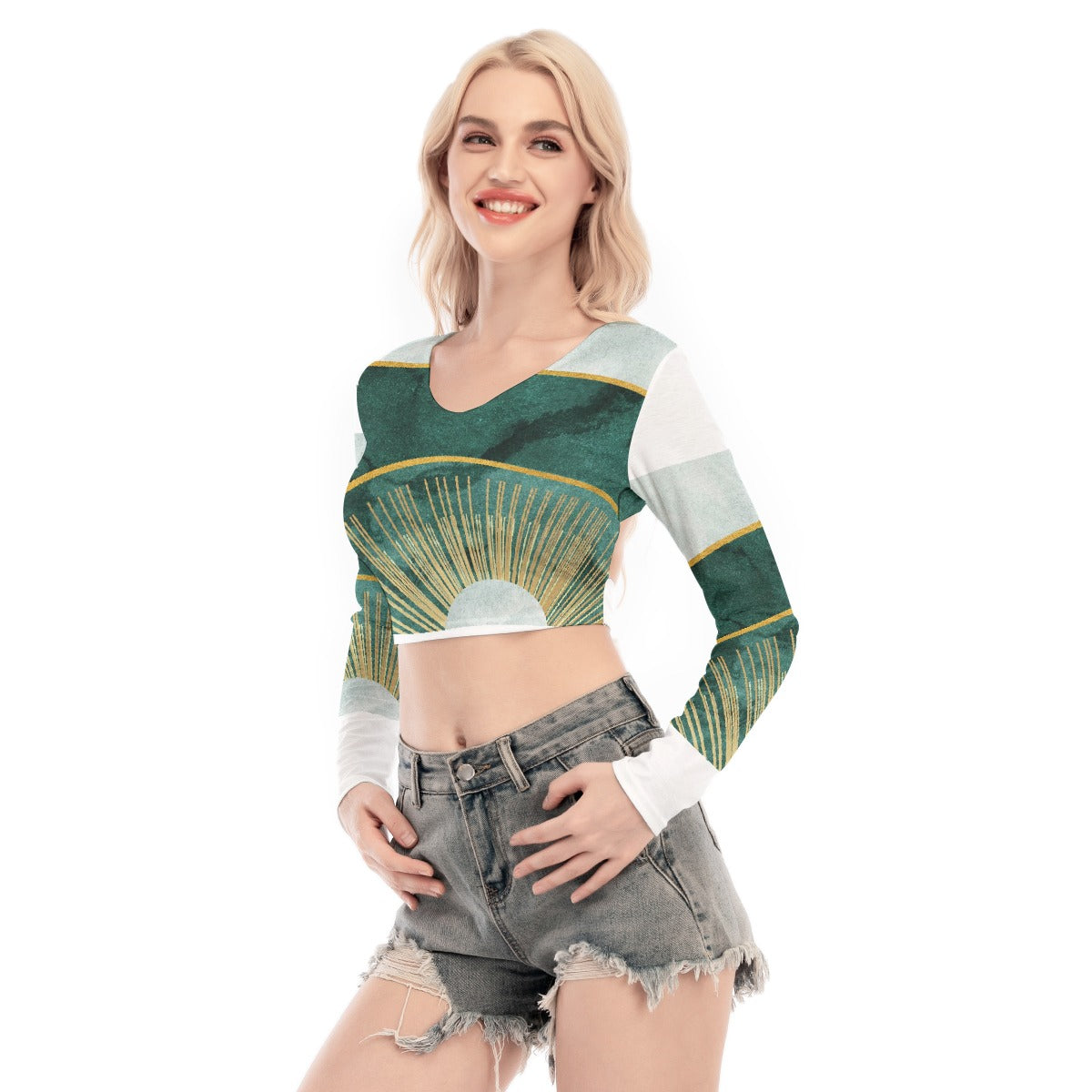 All-Over Print Women's Back Hollow T-shirt With Strap