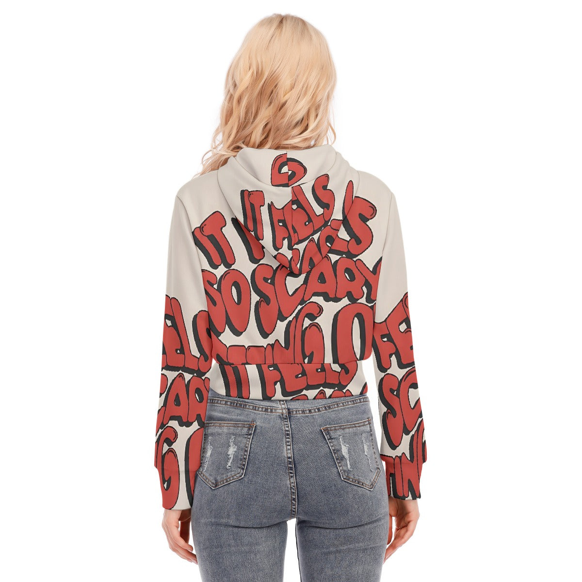 All-Over Print Women's Crop Top Hoodie With Zipper Closure