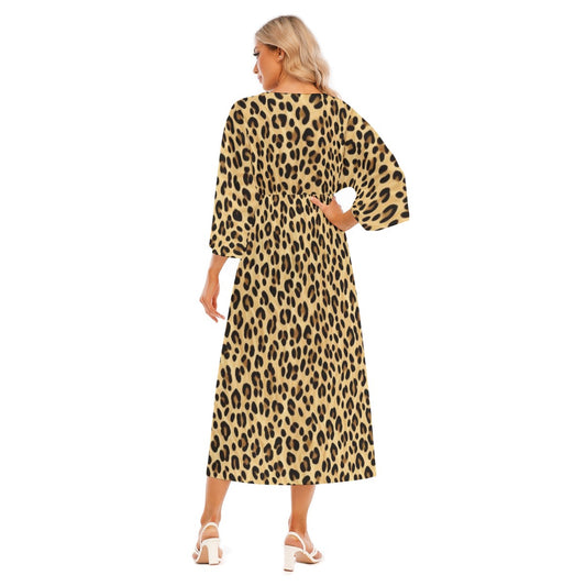 All-Over Print Women's Mid-Sleeve Long Dress