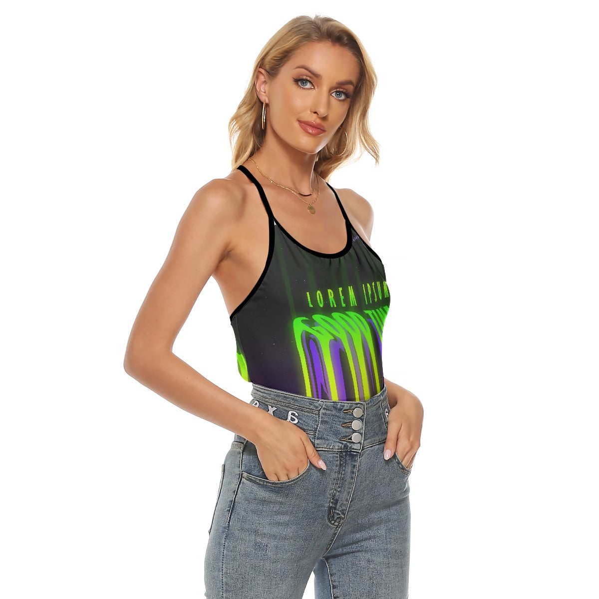 All-Over Print Women's Criss-Cross Open Back Tank Top