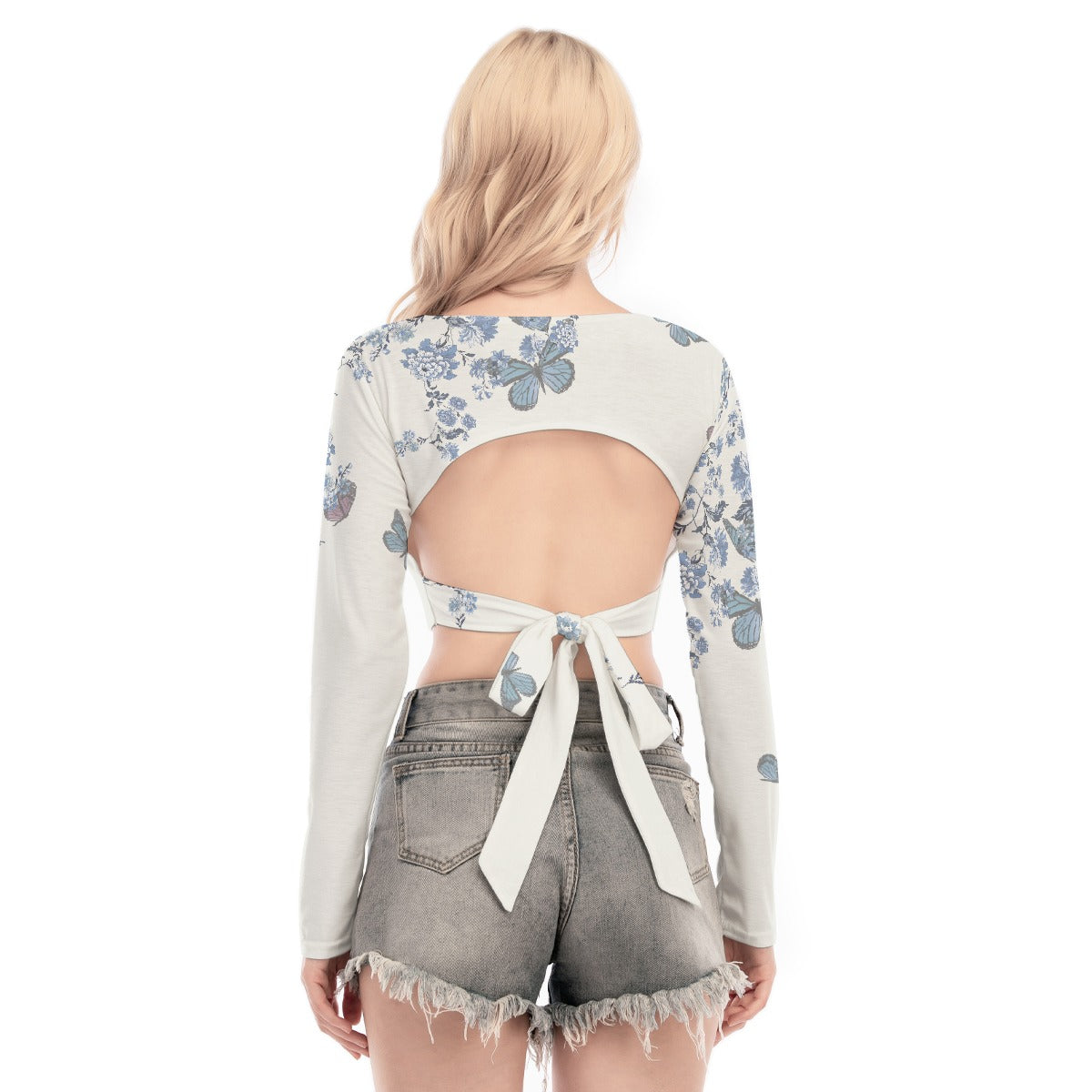 All-Over Print Women's Back Hollow T-shirt With Strap