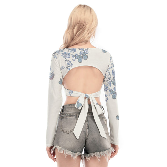 All-Over Print Women's Back Hollow T-shirt With Strap