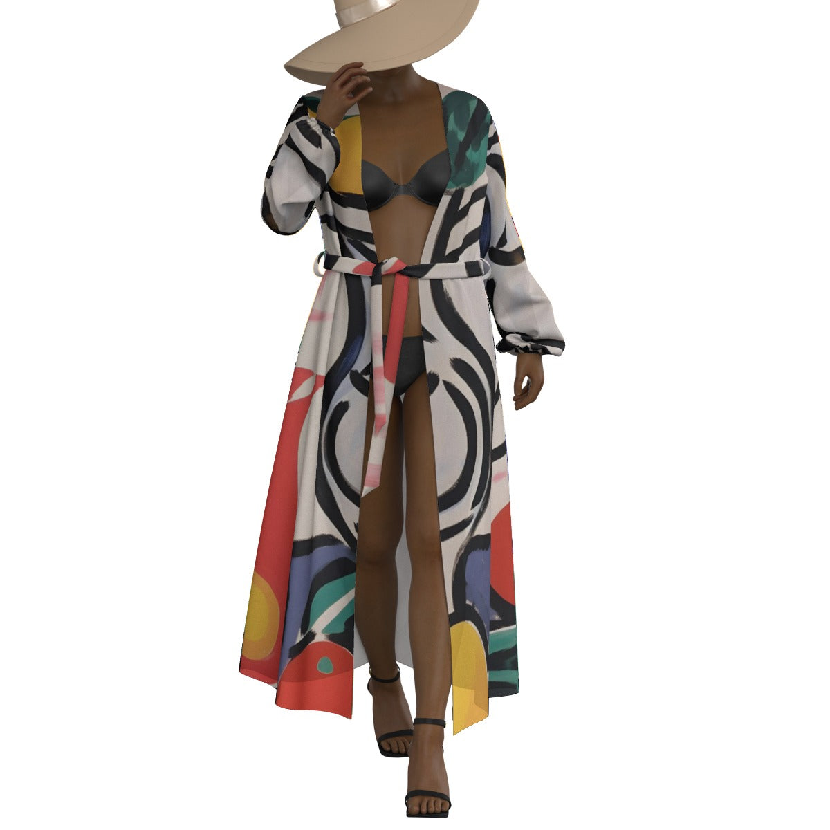 All-Over Print Women's Lace-up Chiffon Robe