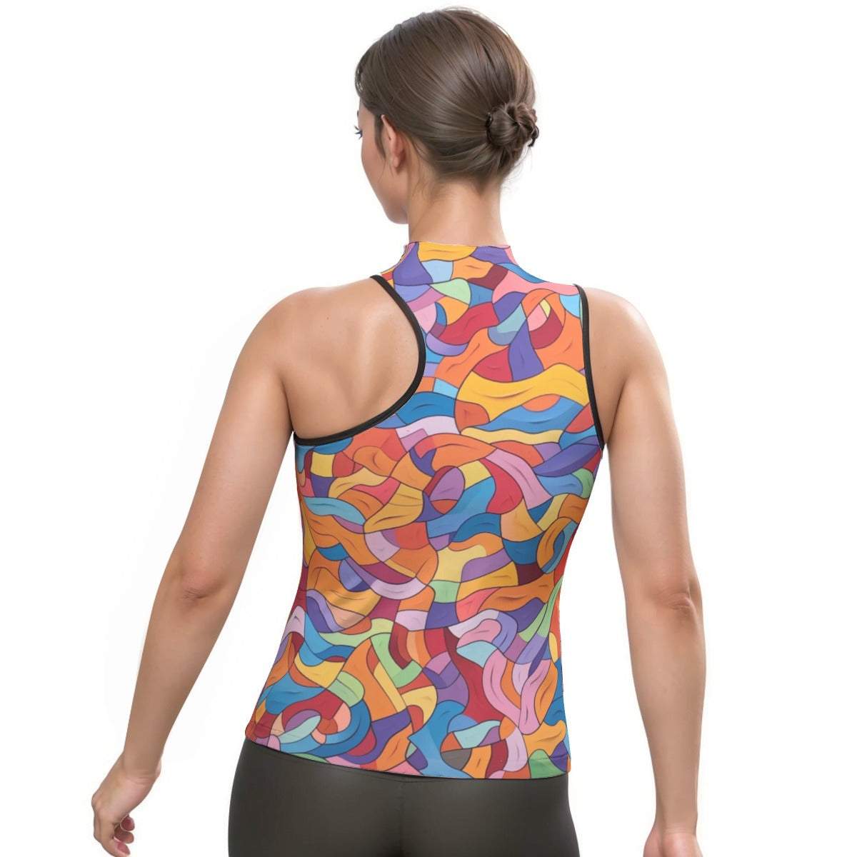 All-Over Print Women's Halter Sleeveless Asymmetrical Tank Top