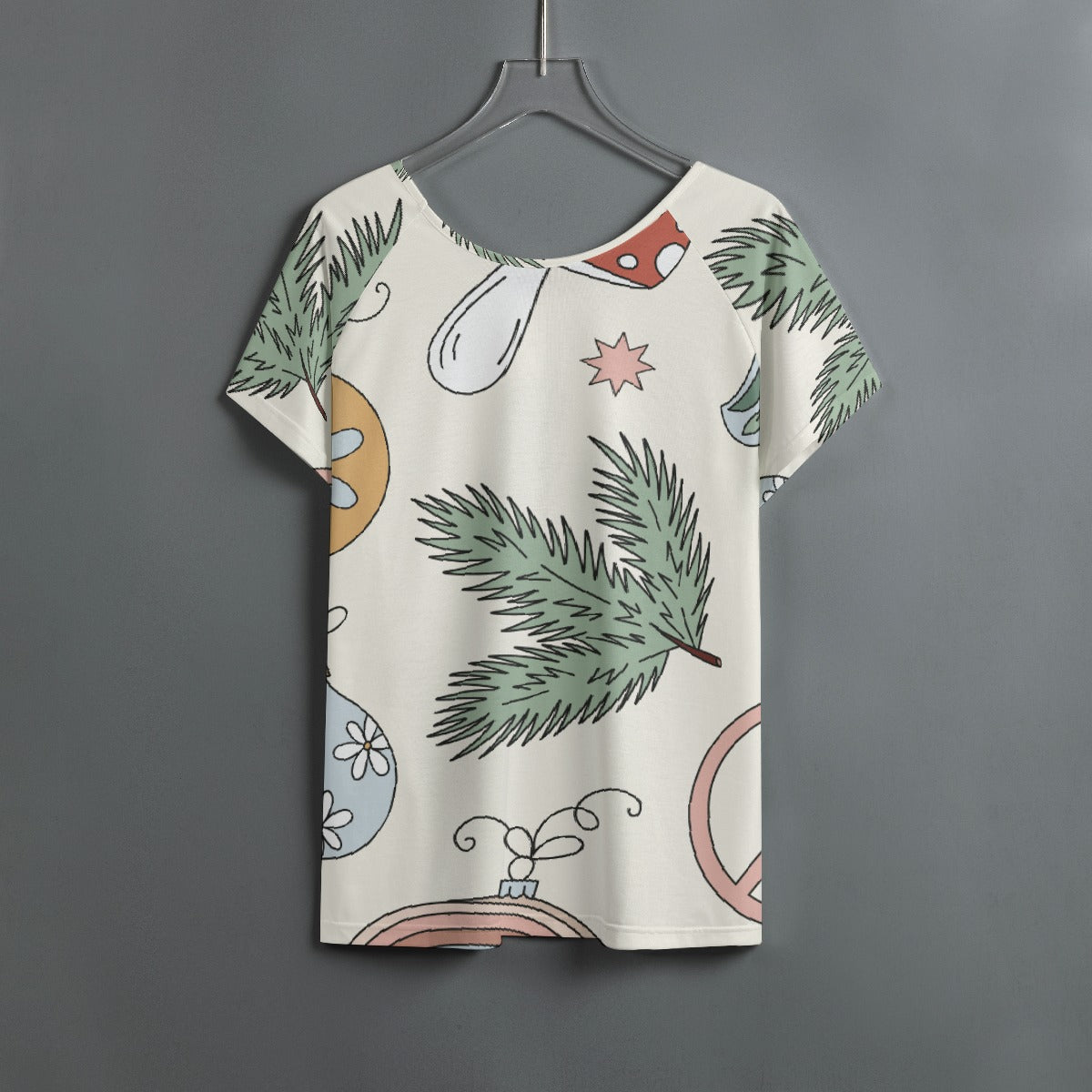 All-Over Print Women's Round Neck T-shirt With Raglan Sleeve