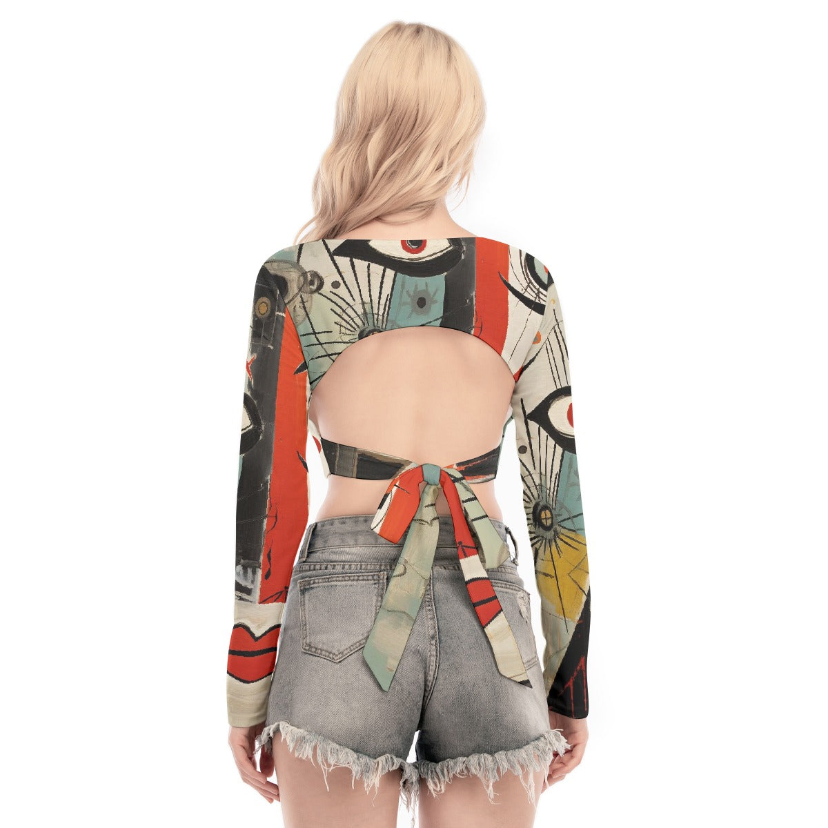 All-Over Print Women's Back Hollow T-shirt With Strap