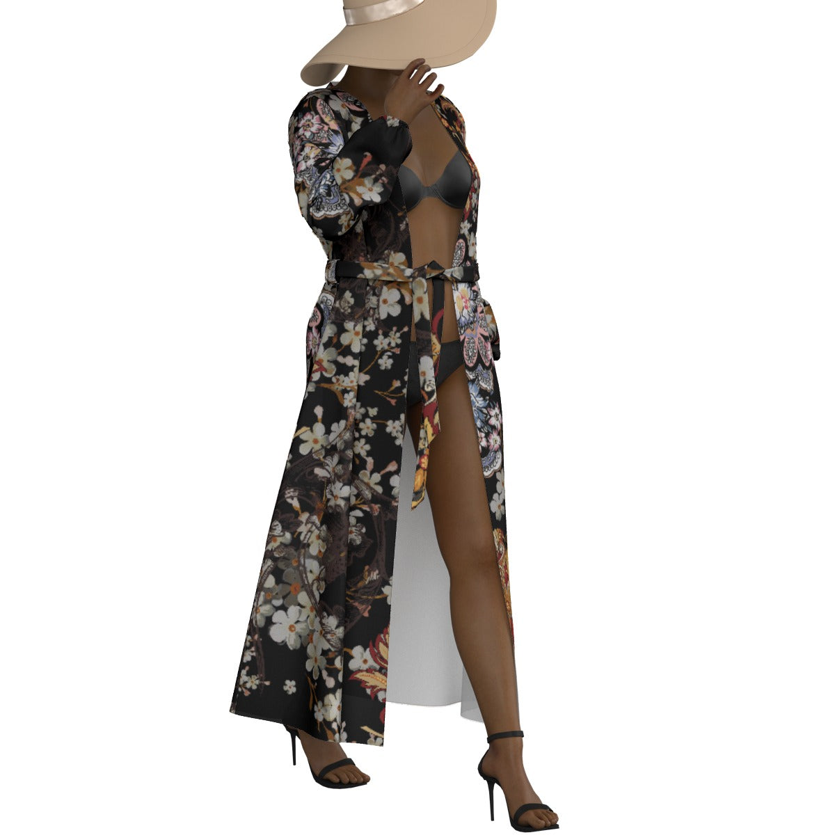 All-Over Print Women's Lace-up Chiffon Robe