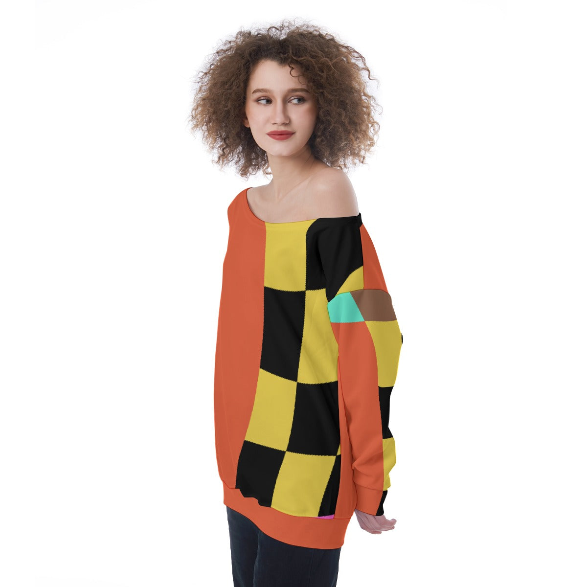 All-Over Print Oversized Women's Off-Shoulder Sweatshirt