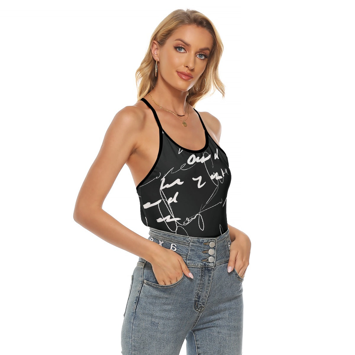All-Over Print Women's Criss-Cross Open Back Tank Top