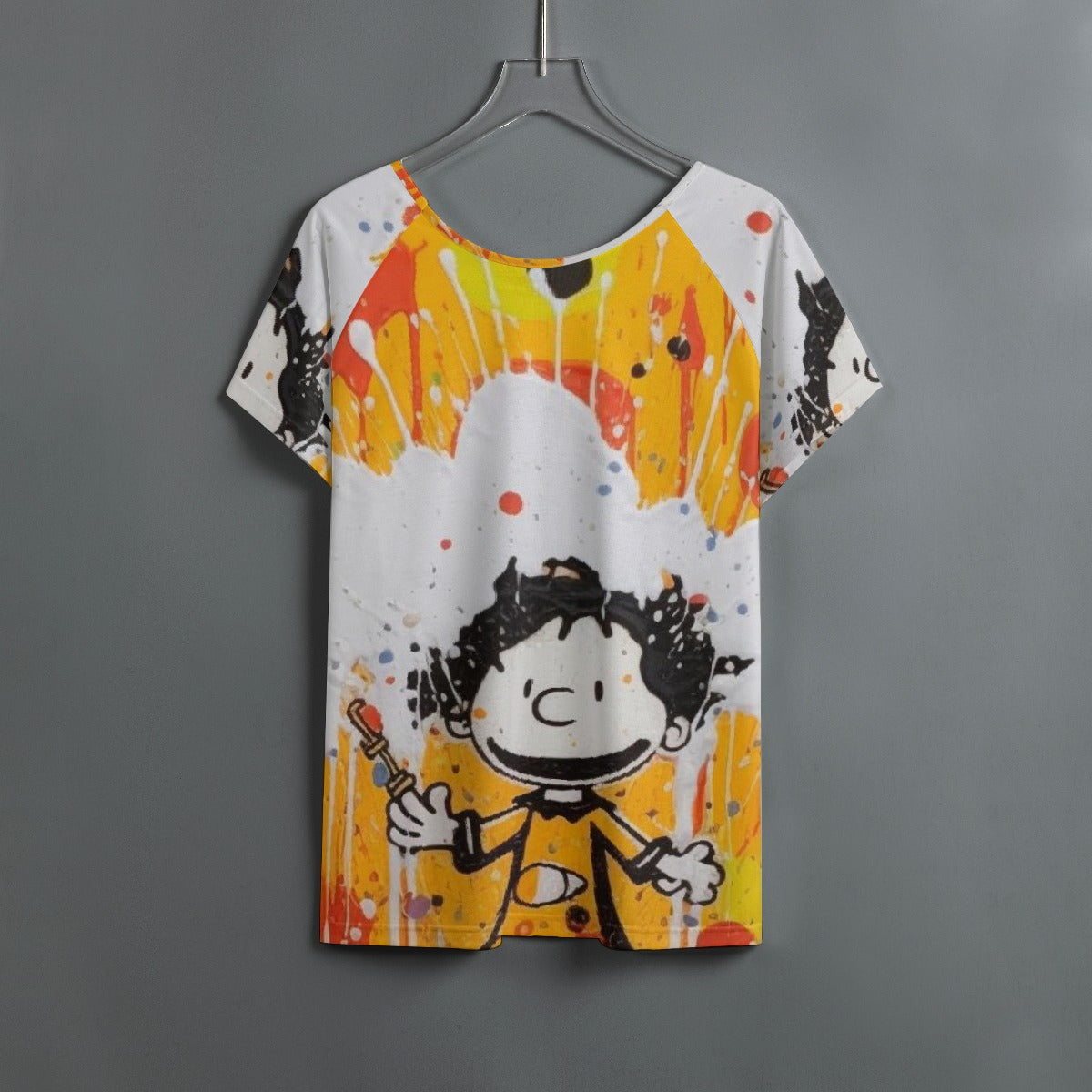 All-Over Print Women's Round Neck T-shirt With Raglan Sleeve
