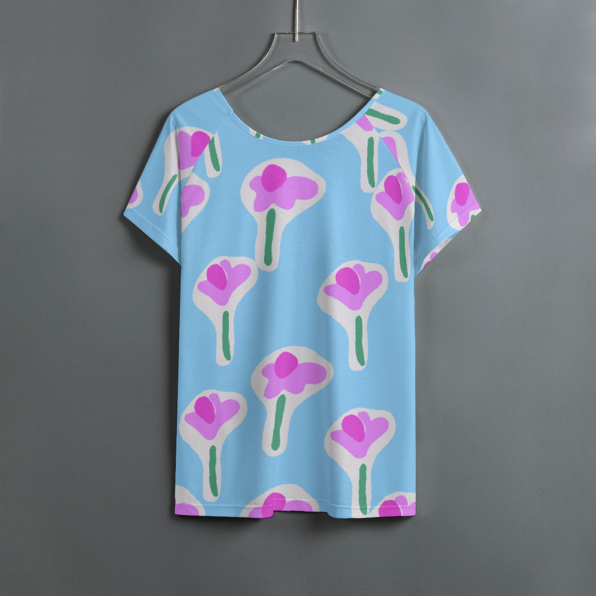 All-Over Print Women's Round Neck T-shirt With Raglan Sleeve