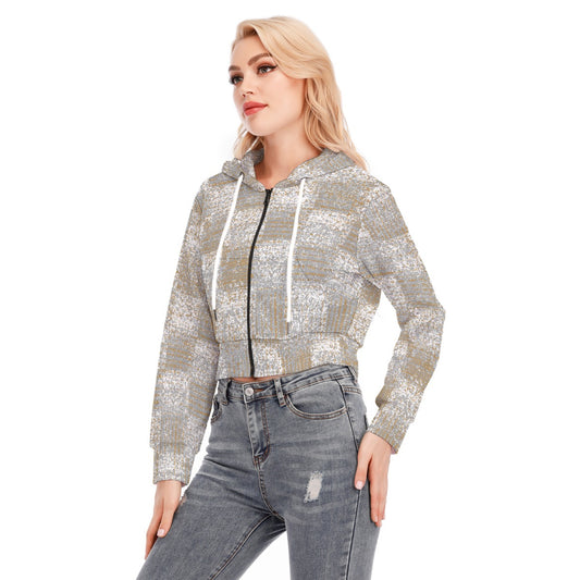 All-Over Print Women's Crop Top Hoodie With Zipper Closure