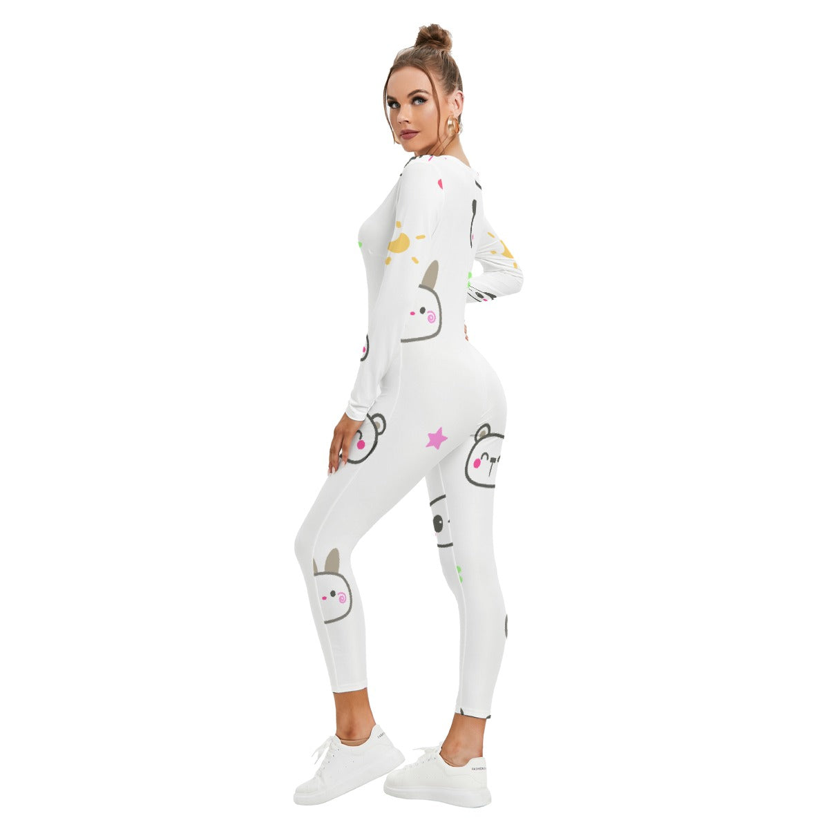 All-Over Print Women's Plunging Neck Jumpsuit