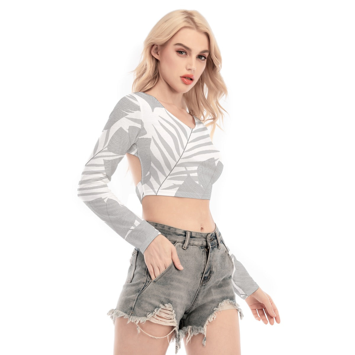 All-Over Print Women's Back Hollow T-shirt With Strap