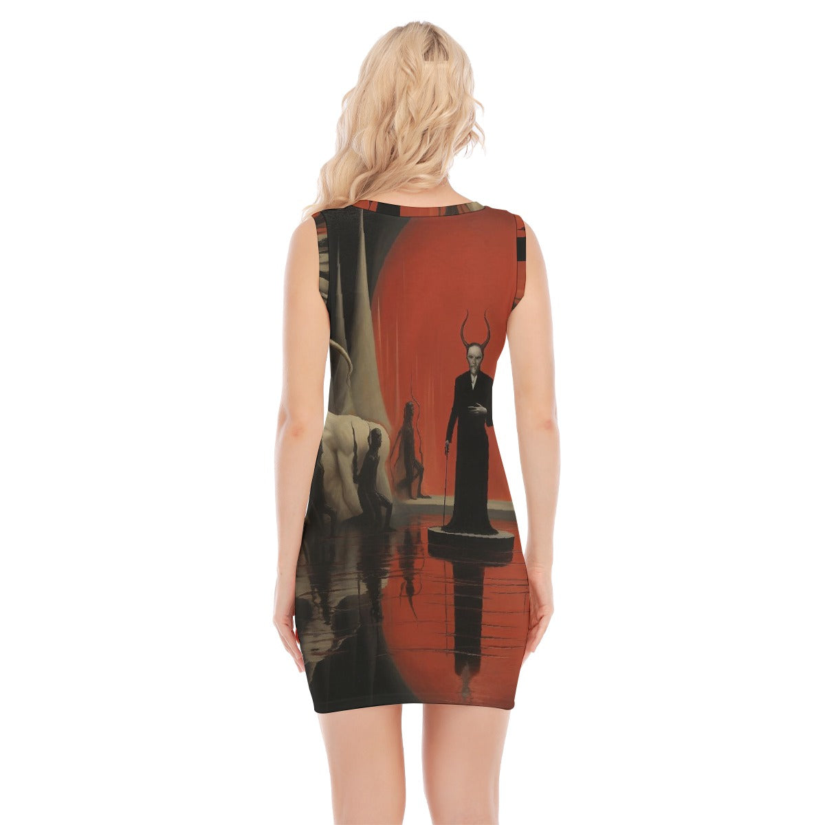 All-Over Print Women's O-neck Sleeveless Hip Skirt