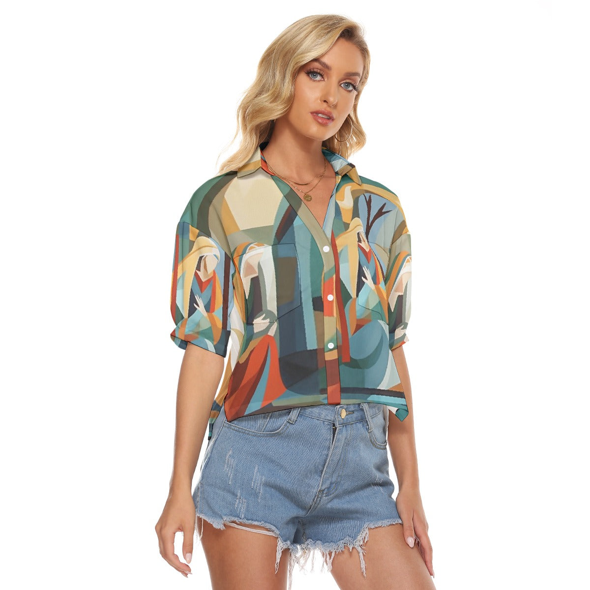 All-Over Print Women's V-neck Shirts