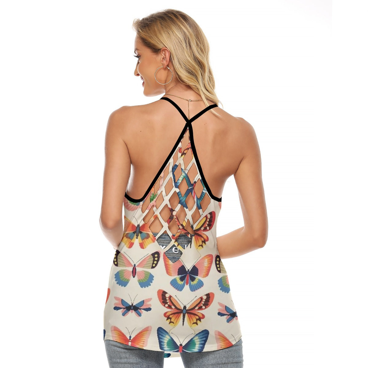 All-Over Print Women's Criss-Cross Open Back Tank Top