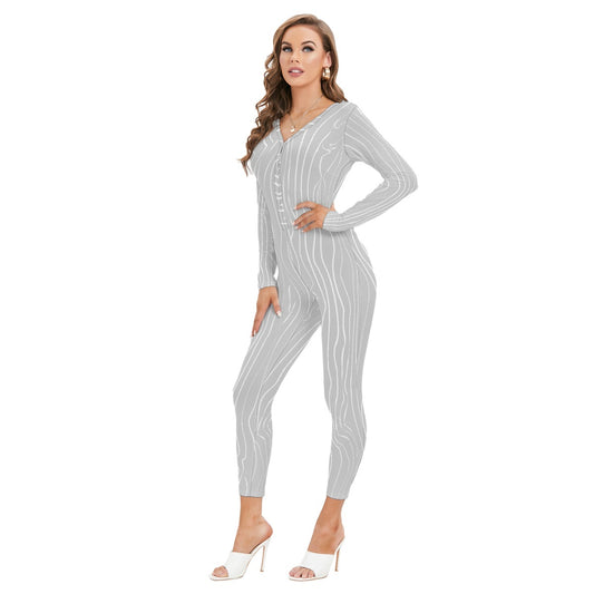 All-Over Print Women's Plunging Neck Jumpsuit