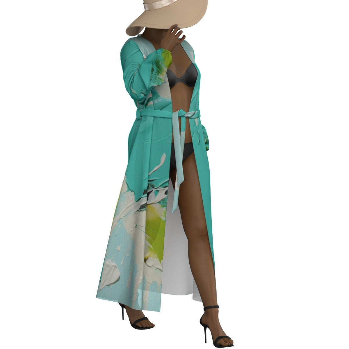 All-Over Print Women's Lace-up Chiffon Robe