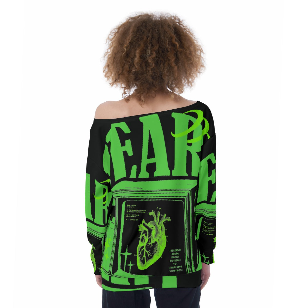 All-Over Print Oversized Women's Off-Shoulder Sweatshirt