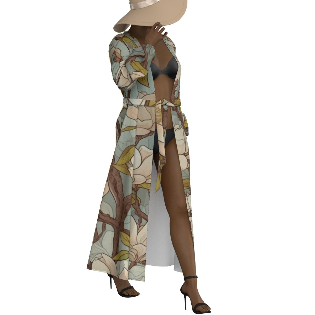 All-Over Print Women's Lace-up Chiffon Robe