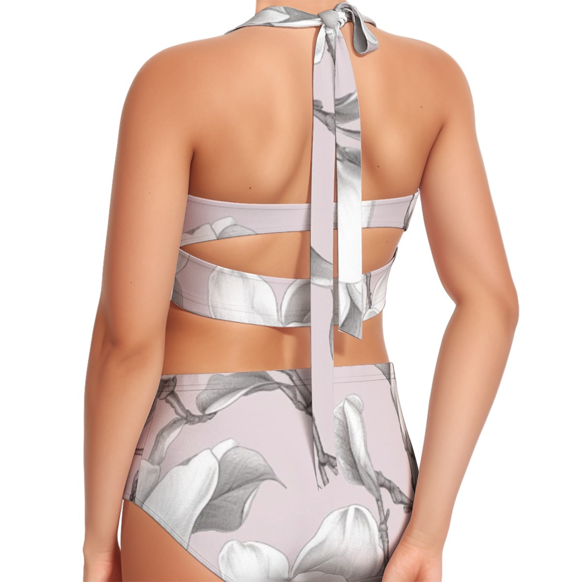 All-Over Print Women's Swimsuit Set With Halter