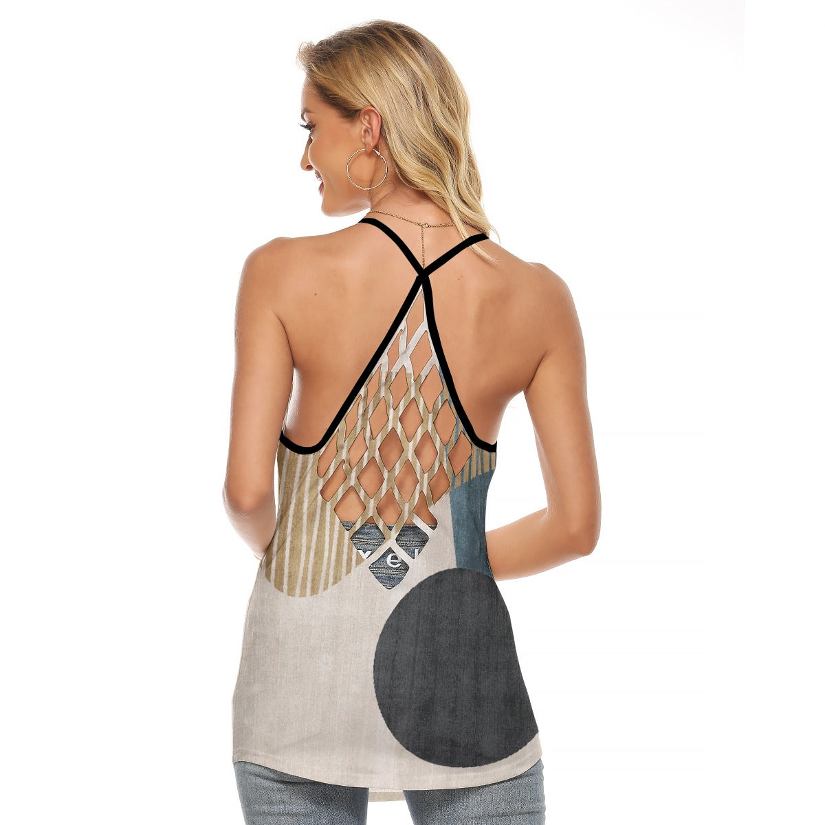 All-Over Print Women's Criss-Cross Open Back Tank Top