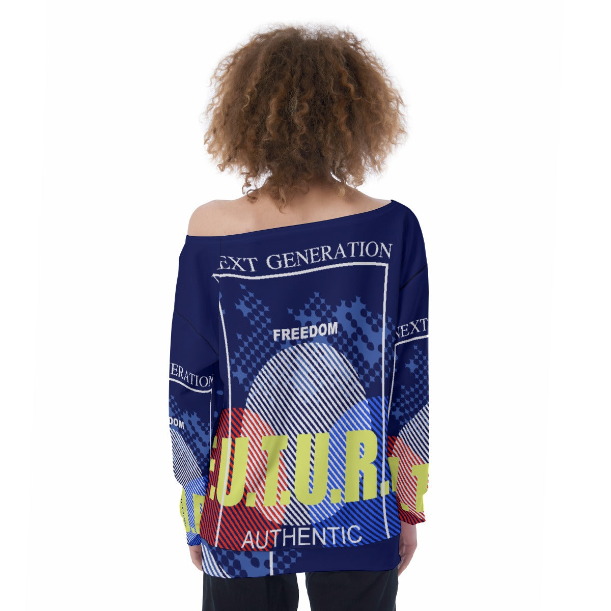 All-Over Print Oversized Women's Off-Shoulder Sweatshirt