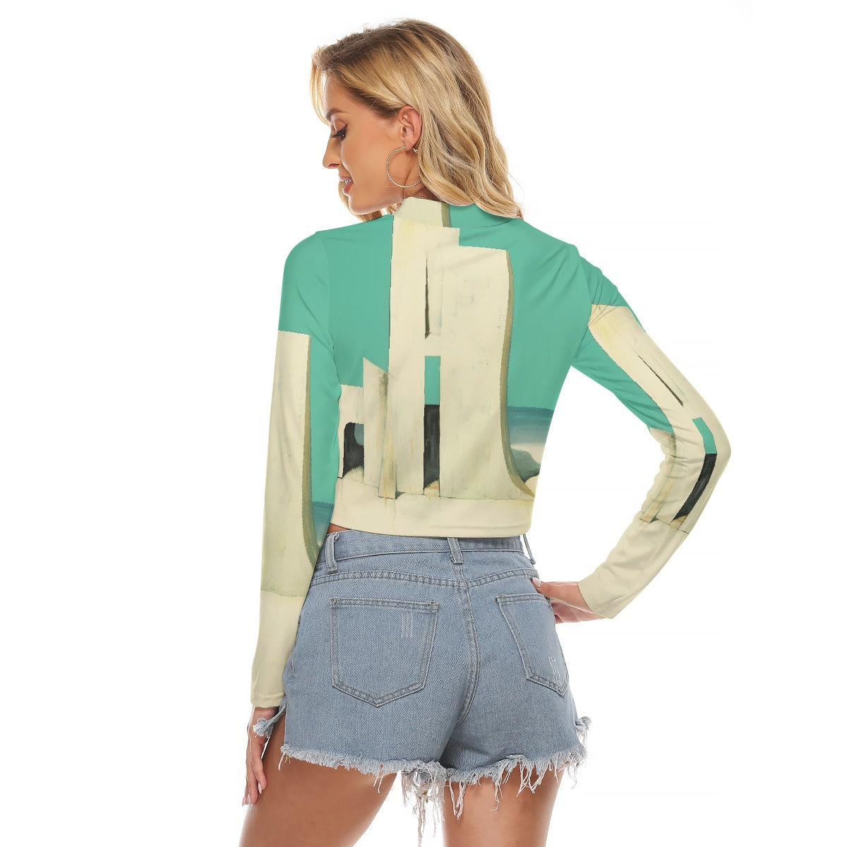 All-Over Print Women's Hollow Chest Keyhole Tight Crop Top