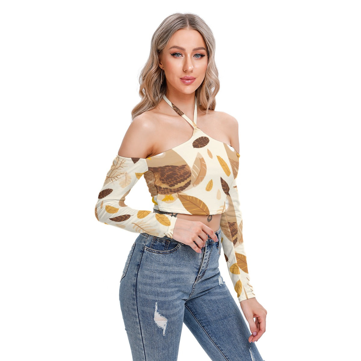 All-Over Print Women's Halter Lace-up Top