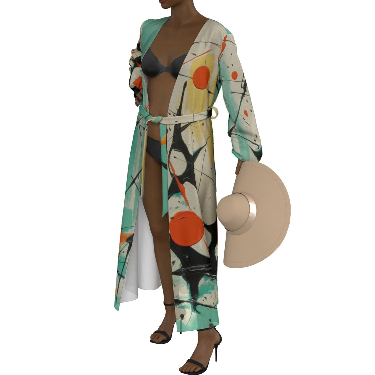 All-Over Print Women's Lace-up Chiffon Robe