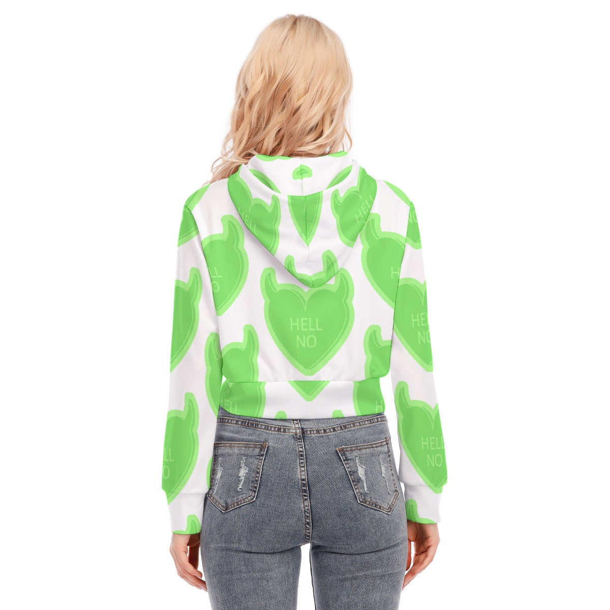 All-Over Print Women's Crop Top Hoodie With Zipper Closure