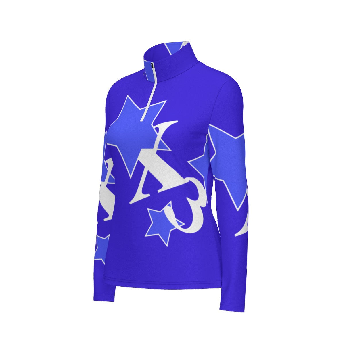 All-Over Print Women's Sports Collar Jersey With Long Sleeve
