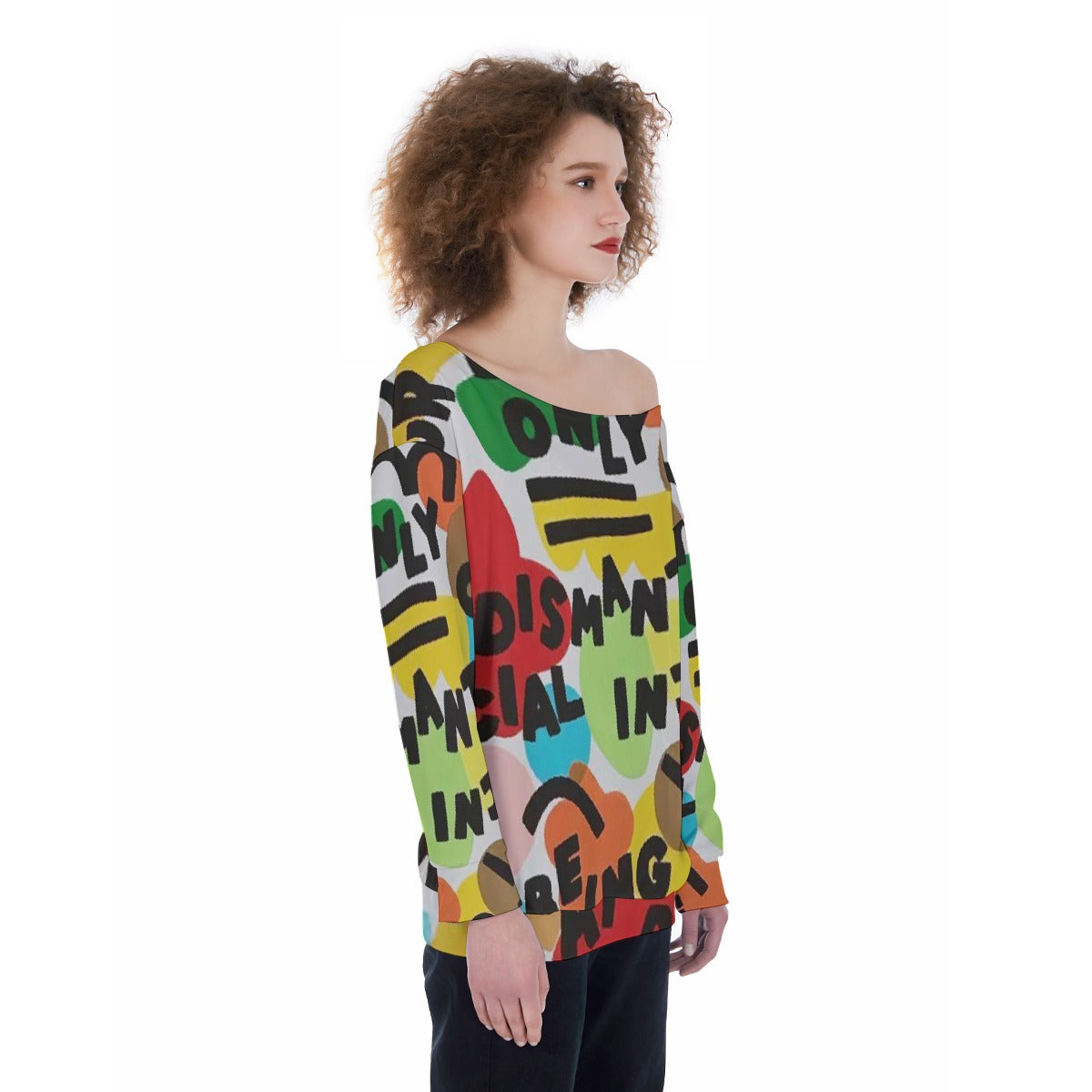 All-Over Print Oversized Women's Off-Shoulder Sweatshirt