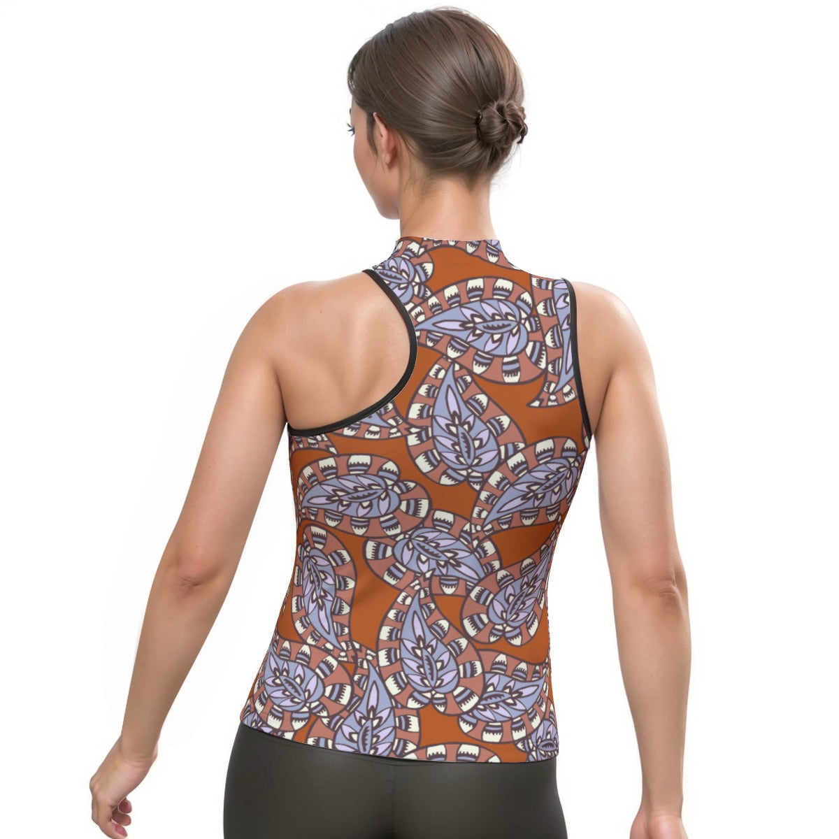 All-Over Print Women's Halter Sleeveless Asymmetrical Tank Top
