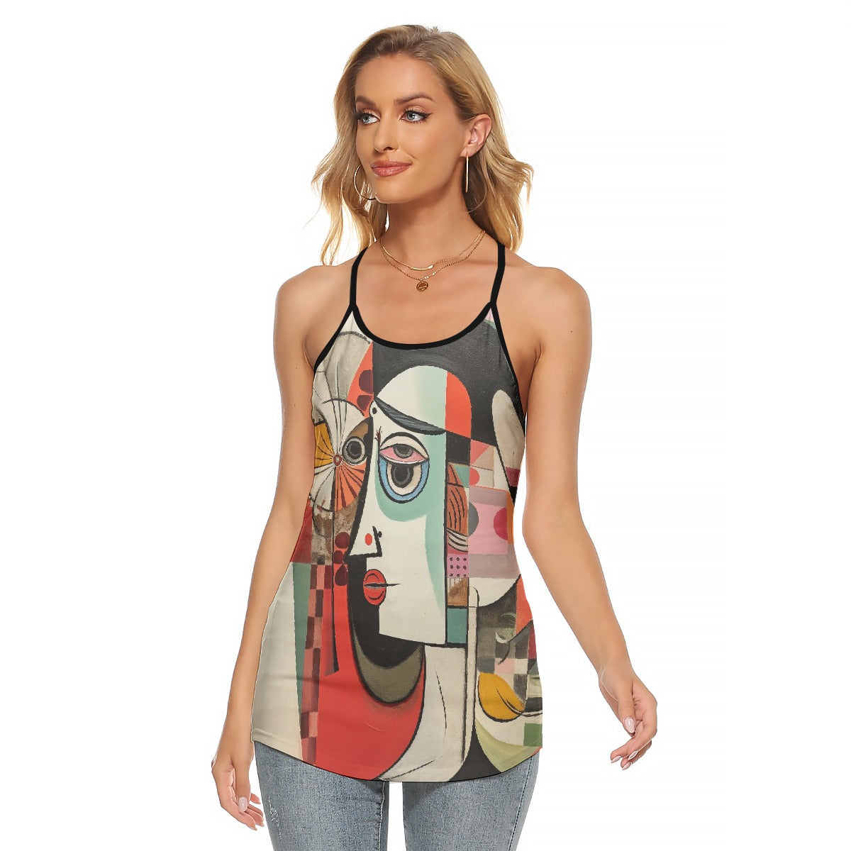 All-Over Print Women's Criss-Cross Open Back Tank Top