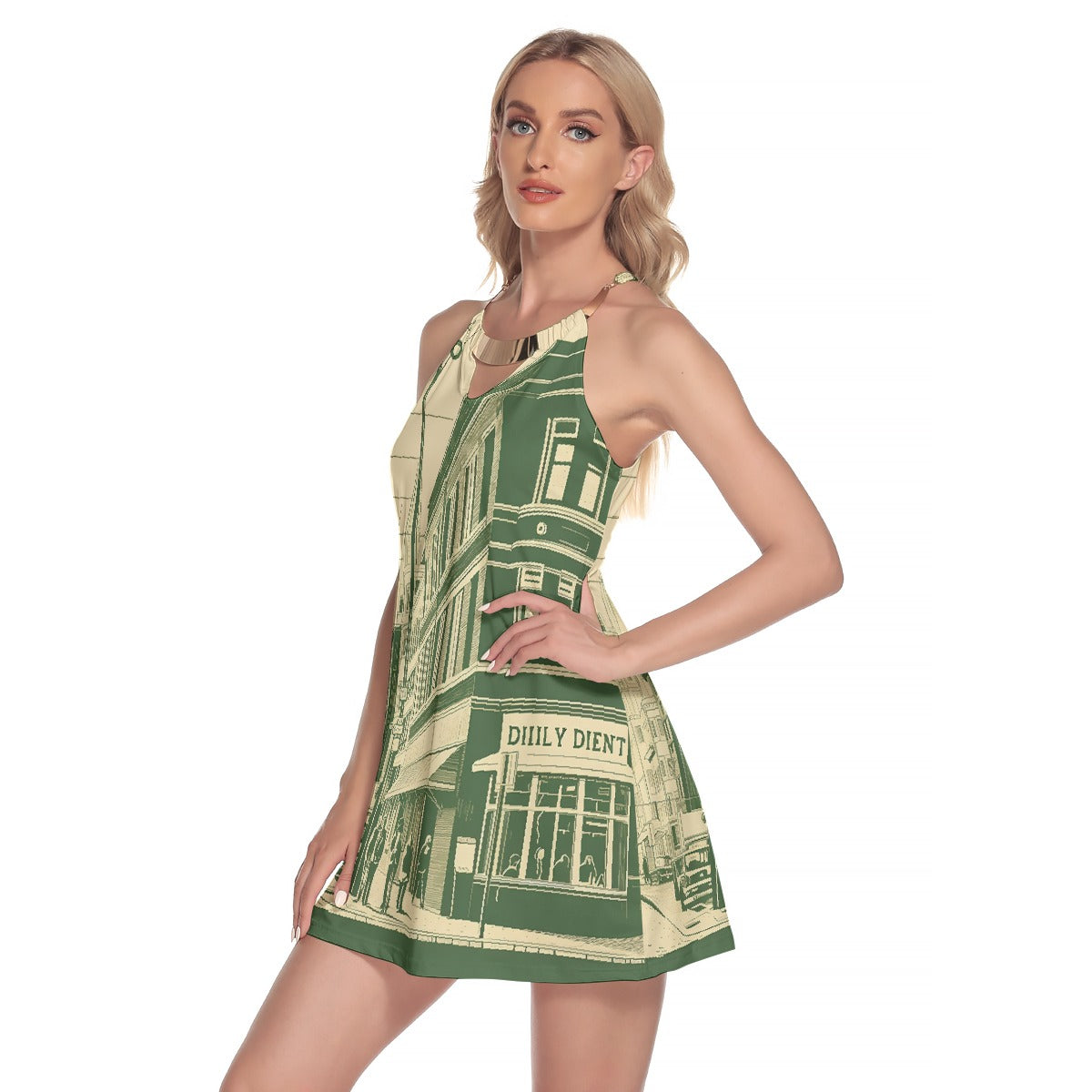 All-Over Print Women's Round Neck Above Knee Dress