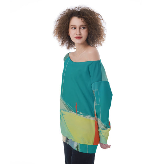 All-Over Print Oversized Women's Off-Shoulder Sweatshirt