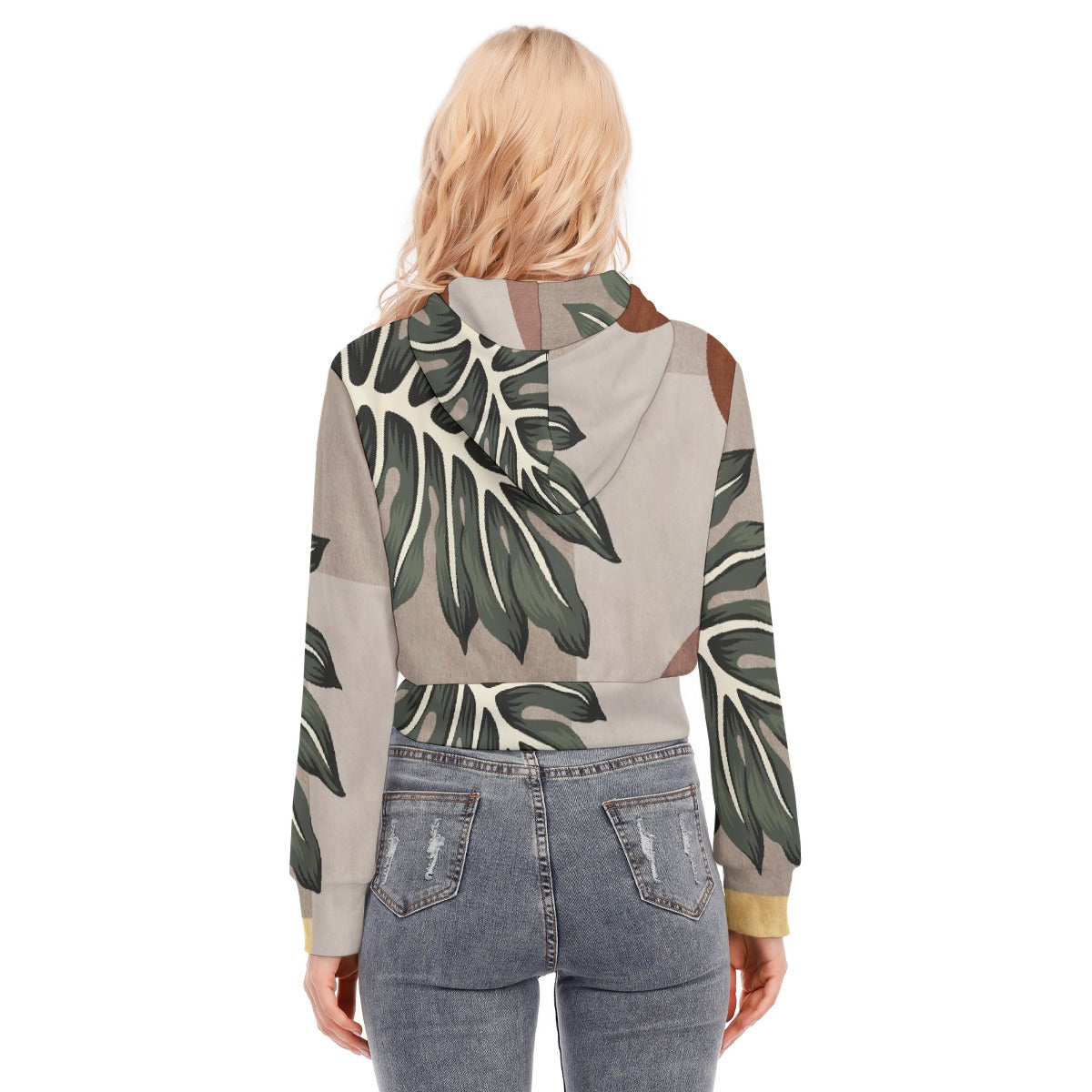 All-Over Print Women's Crop Top Hoodie With Zipper Closure
