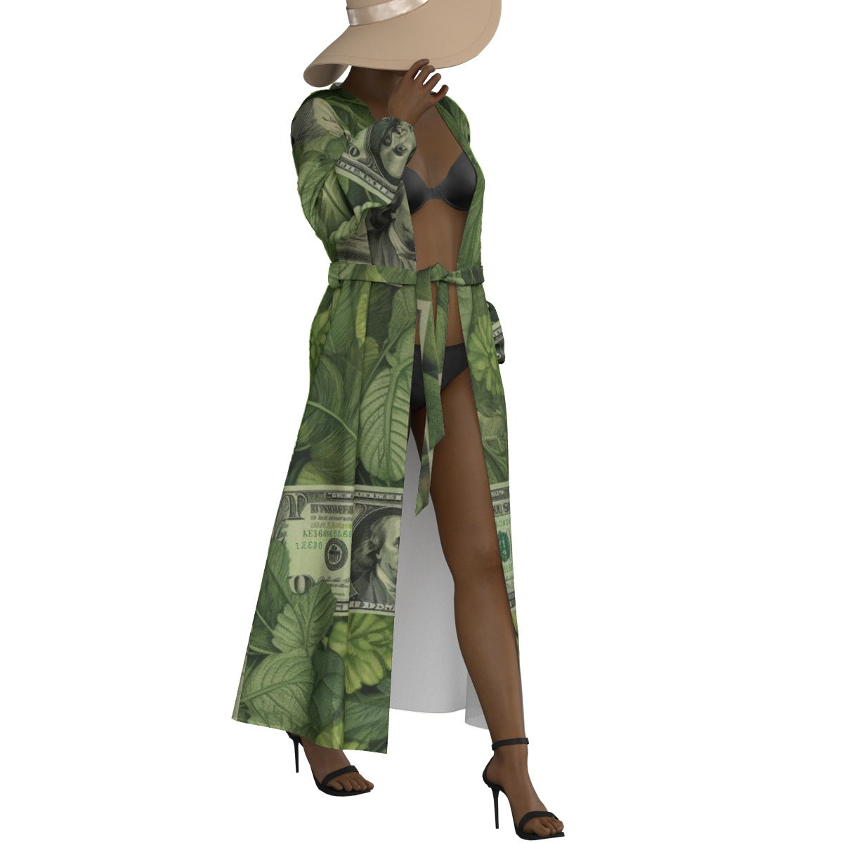 All-Over Print Women's Lace-up Chiffon Robe