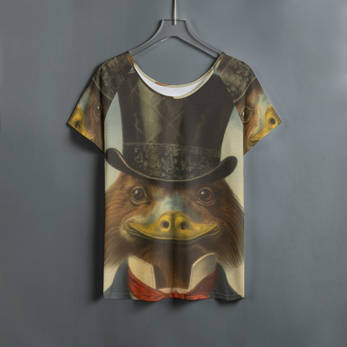 All-Over Print Women's Round Neck T-shirt With Raglan Sleeve