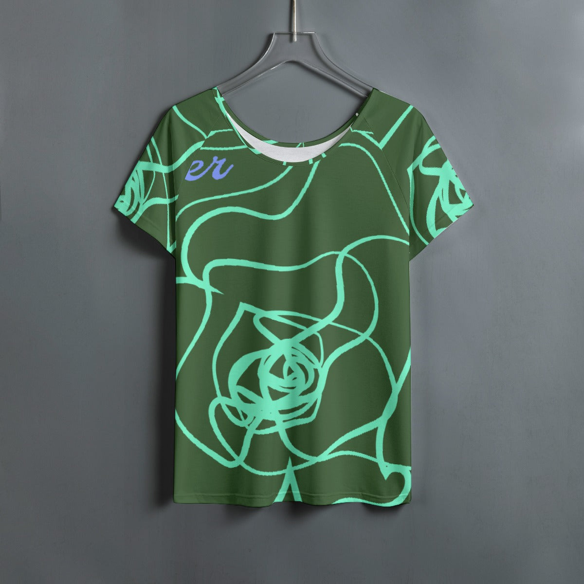 All-Over Print Women's Round Neck T-shirt With Raglan Sleeve