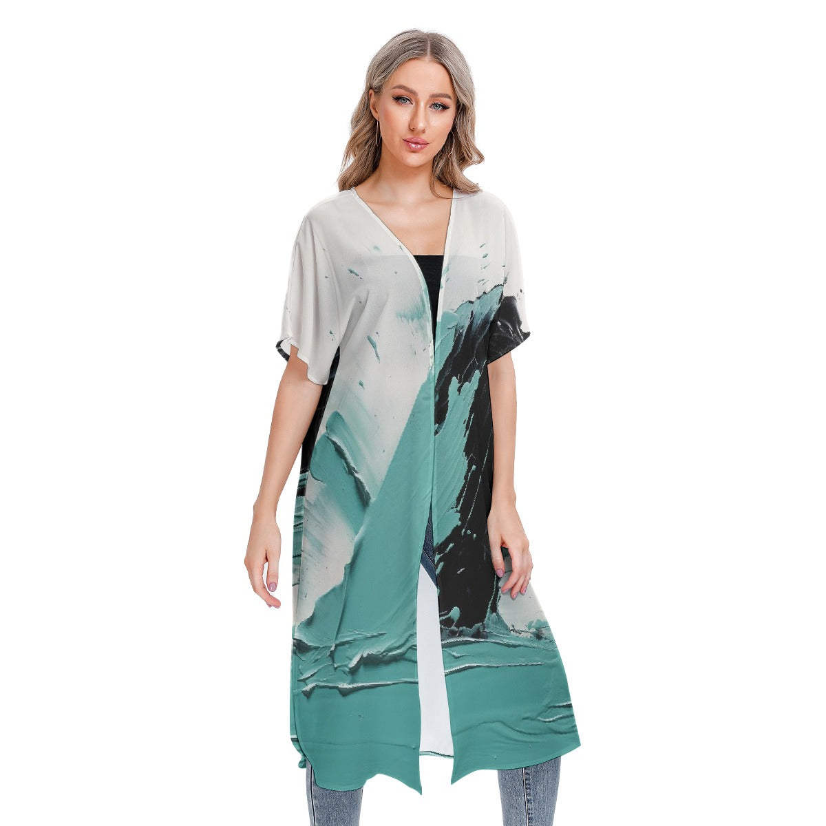 All-Over Print Women's Short Sleeve Cardigan