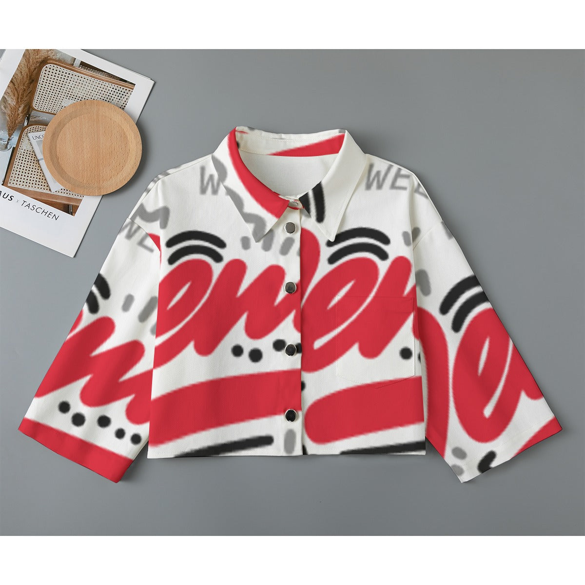 All-Over Print Women's Cropped Jacket | 245GSM Cotton