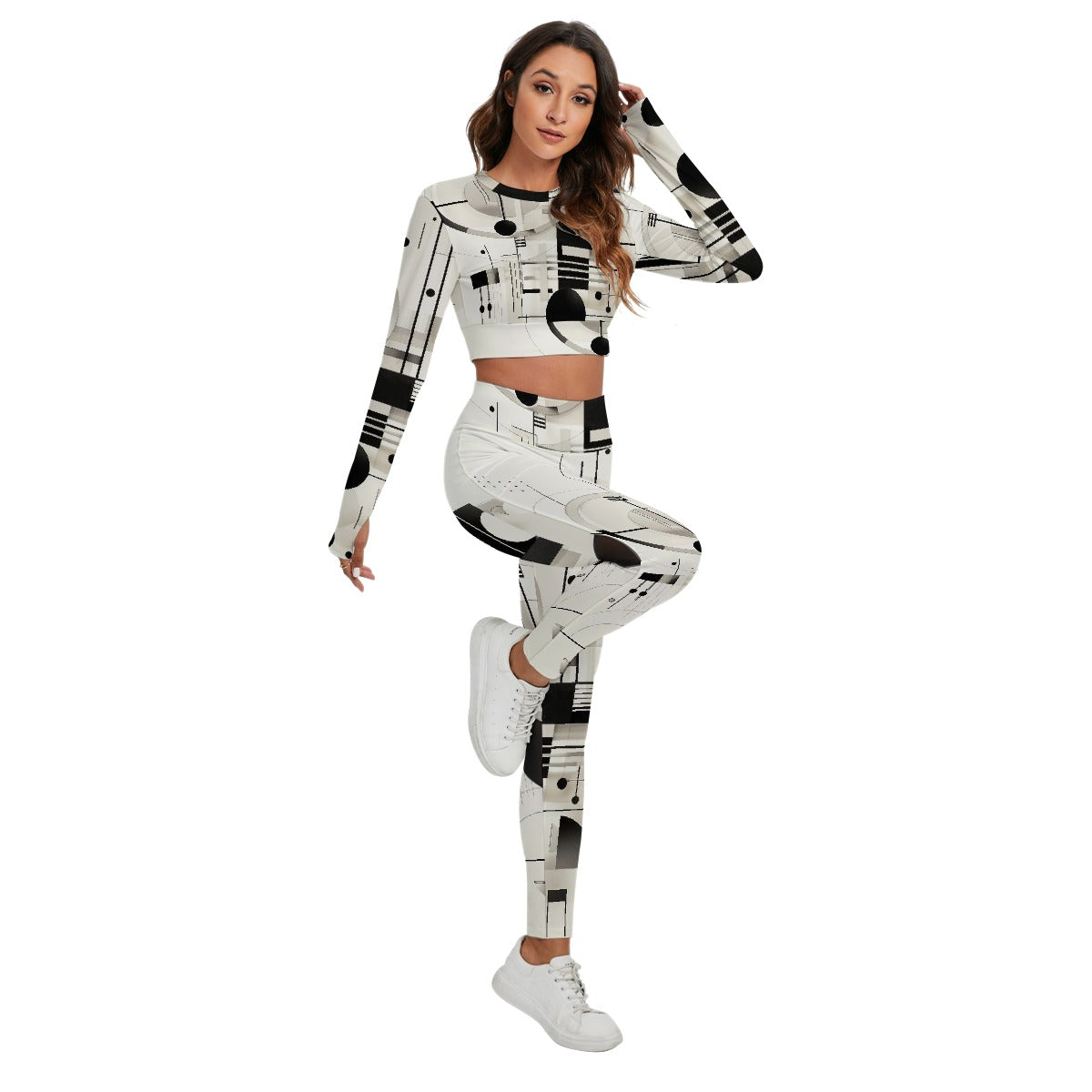 All-Over Print Women's Sport Set With Backless Top And Leggings