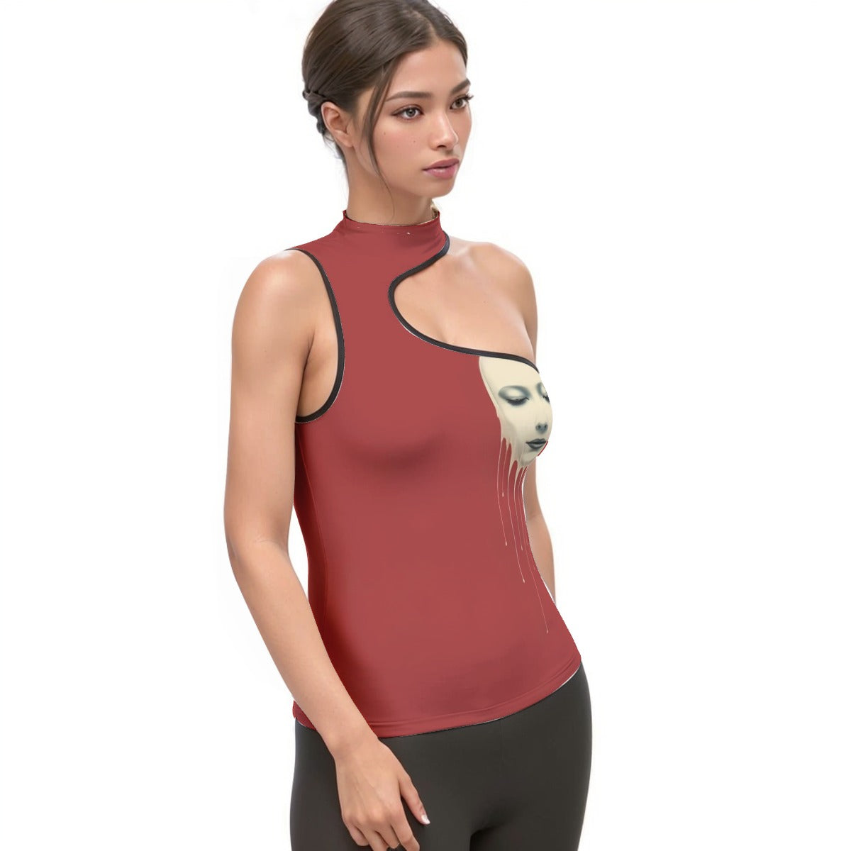 All-Over Print Women's Halter Sleeveless Asymmetrical Tank Top
